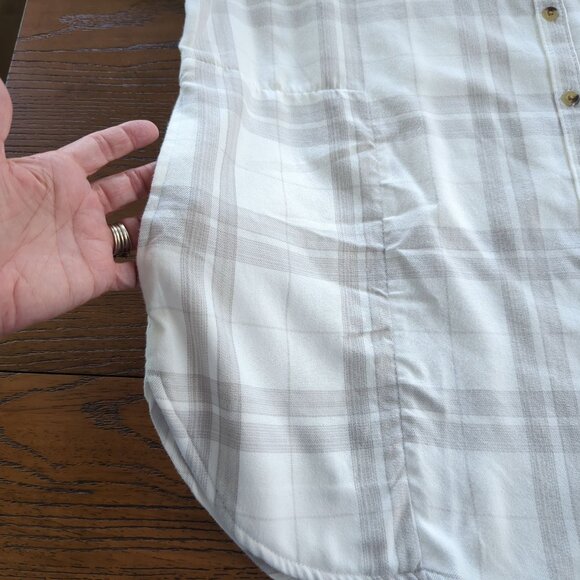 Jach's Girlfriend XXL White & Gray Cozy Plaid Flannel Button down soft Shirt XXL - Picture 9 of 14